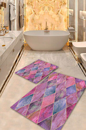 Multi Pvc Deri Kaymaz Taban Tasarım Banyo Klozet Takımı Saçaksız BPS-1684