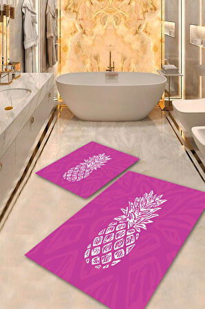 Mürdüm Pvc Deri Kaymaz Taban Ananas Banyo Klozet Takımı Saçaksız BPS-1727