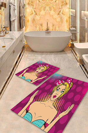 Multi Pvc Deri Kaymaz Taban Fügürlü Banyo Klozet Takımı Saçaksız BPS-1794