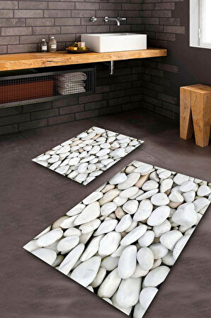 Beyaz Pvc Deri Kaymaz Taban Taş Banyo Klozet Takımı Saçaksız BPS-1915