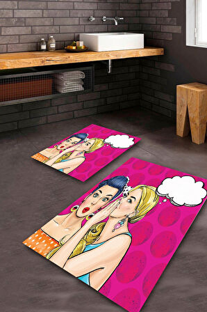 Multi Pvc Deri Kaymaz Taban Figürlü Banyo Klozet Takımı Saçaksız BPS-2023