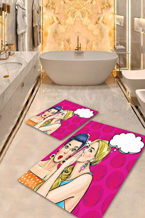 Multi Pvc Deri Kaymaz Taban Figürlü Banyo Klozet Takımı Saçaksız BPS-2023