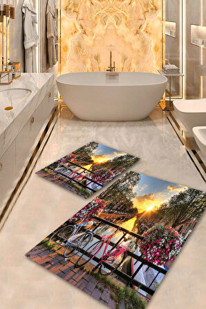 Multi Pvc Deri Kaymaz Taban Doğa Banyo Klozet Takımı Saçaksız BPS-2034