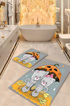 Multi Pvc Deri Kaymaz Taban Kedi Banyo Klozet Takımı Saçaksız BPS-2118