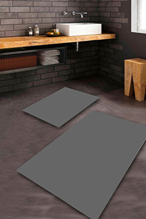 Antrasit Pvc Deri Kaymaz Taban DüzRenk Banyo Klozet Takımı Saçaksız BPS-2222