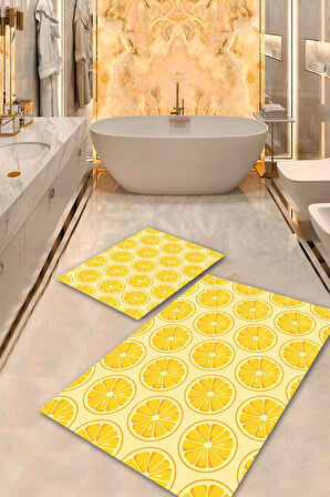 Sarı Pvc Deri Kaymaz Taban Portakal Banyo Klozet Takımı Saçaksız BPS-4277