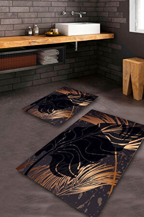 Siyah Pvc Deri Kaymaz Taban Modern Banyo Klozet Takımı Saçaksız BPS-4705