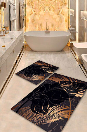 Siyah Pvc Deri Kaymaz Taban Modern Banyo Klozet Takımı Saçaksız BPS-4705