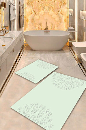 AçıkYeşil Pvc Deri Kaymaz Taban Modern Banyo Klozet Takımı Saçaksız BPS-5689