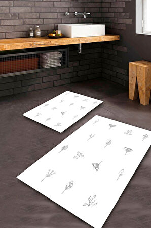 Beyaz Pvc Deri Kaymaz Taban Tasarım Banyo Klozet Takımı Saçaksız BPS-5691