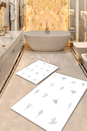 Beyaz Pvc Deri Kaymaz Taban Tasarım Banyo Klozet Takımı Saçaksız BPS-5691