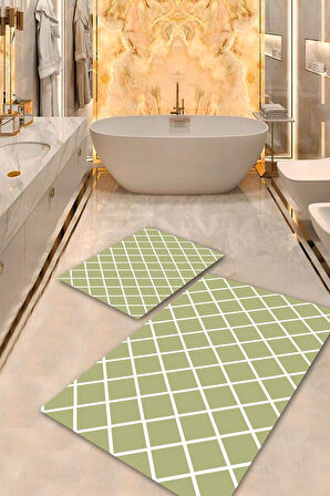 Yeşil Pvc Deri Kaymaz Taban Çizgi Banyo Klozet Takımı Saçaksız BPS-6259