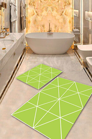 Yeşil Pvc Deri Kaymaz Taban Çizgi Banyo Klozet Takımı Saçaksız BPS-6384