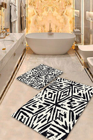 Makinede Yıkanabilir Leke Tutmaz  Beyaz Pvc Deri Kaymaz Taban Tasarım Banyo Klozet Takımı Saçaksız BPS-7115