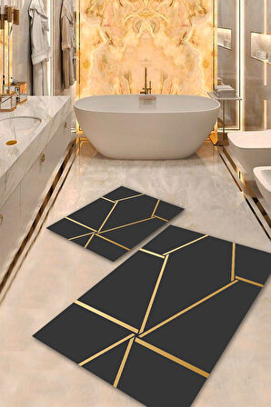 Antrasit Pvc Deri Kaymaz Taban Modern Banyo Klozet Takımı Saçaksız BPS-7212