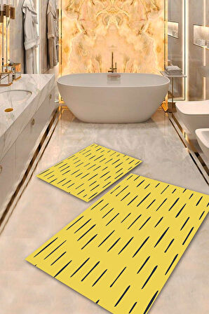 Sarı Pvc Deri Kaymaz Taban Modern Banyo Klozet Takımı Saçaksız BPS-7490