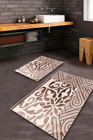 Kahverengi Pvc Deri Kaymaz Taban Tasarım Banyo Klozet Takımı Saçaksız BPS-7890