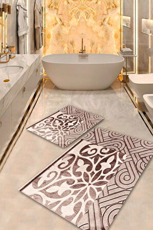 Kahverengi Pvc Deri Kaymaz Taban Tasarım Banyo Klozet Takımı Saçaksız BPS-7890