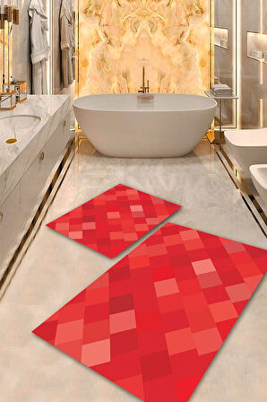 Kırmızı Pvc Deri Kaymaz Taban Modern Banyo Klozet Takımı Saçaksız BPS-8219