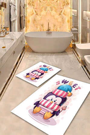 Beyaz Pvc Deri Kaymaz Taban Sweet Banyo Klozet Takımı Saçaksız BPS-8627