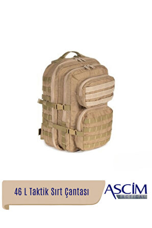 Ascim 46 Litre Su Geçirmez Cordura Kumaş Taktik Askeri Kamp Yürüyüş Sırt Çantası