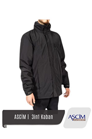 Ascim Outdoor 3-in-1 Kaban | Siyah - Haki