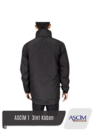 Ascim Outdoor 3-in-1 Kaban | Siyah - Haki