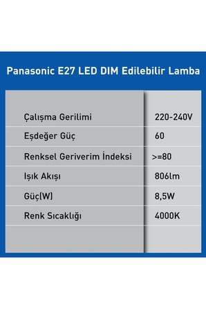 E27 LED Dim Lamba 8.5W 806LM 4000K