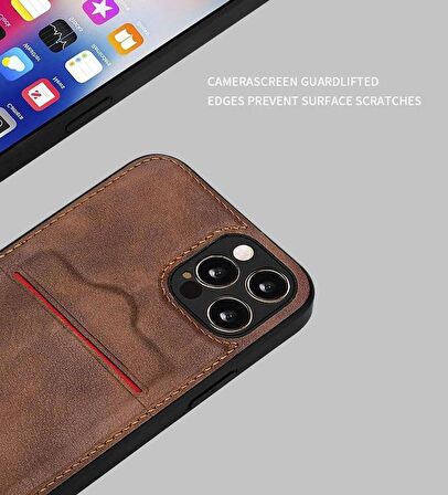 Apple iPhone 7 Plus Kartlıklı Rich Boss Lüx Deri Kılıf Açık Kahve