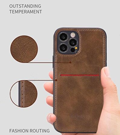Apple iPhone 8 Plus Kartlıklı Rich Boss Lüx Deri Kılıf Siyah