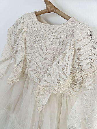 Kız Bebek Elbise Kız Çocuk Elbise Doğum Günü Parti Düğün Elbise Dantelli Kısa Kol Astarlı Elbise