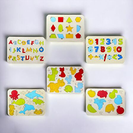 Ahşap 6’lı Eğitici Öğretici Set Yapboz Puzzle Bultak Çocuk Oyuncağı, Çocuk Puzzle Oyunu