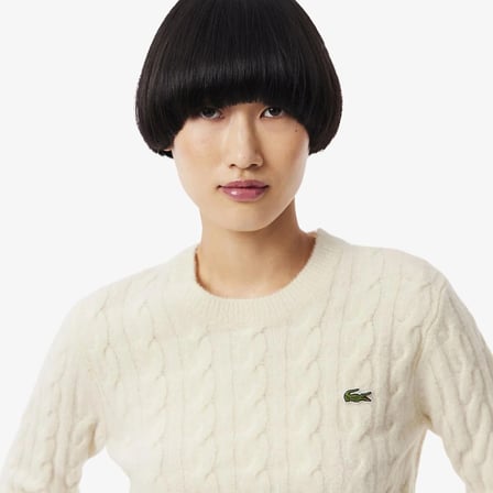 Lacoste Kadın Triko Kazak Logo Nakışlı 