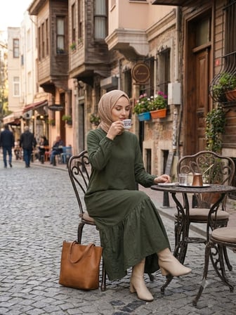 Kadın Büyük Beden Düz Renk Dokuma Viskon Kumaş Uzun Elbise