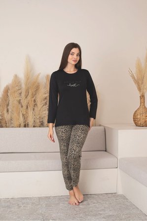 Kadın Uzun Kollu Likralı Milan Pijama Takımı