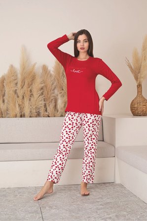 Kadın Uzun Kollu Likralı Milan Pijama Takımı