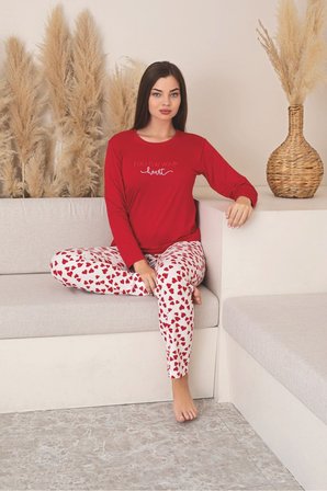 Kadın Uzun Kollu Likralı Milan Pijama Takımı