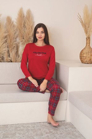 Kadın Uzun Kollu Likralı Milan Pijama Takımı