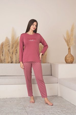 Kadın Uzun Kollu Likralı Milan Pijama Takımı