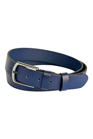 Battal Boy Hakiki Deri 4 cm. Tokalı Düz Model Spor Erkek Kemer Lacivert