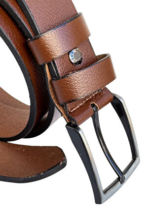 Battal Boy Hakiki Deri 4 cm. Tokalı Düz Model Spor Erkek Kemer Taba