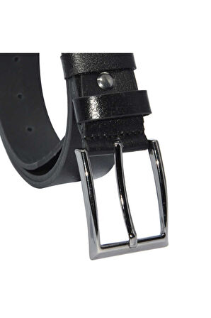 3.5 cm Tokalı %100 Gerçek Deri Garson Boy Çocuk Kemer Siyah
