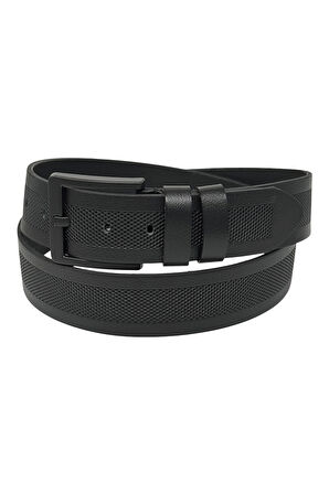 4.5 cm. Spor Hakiki Deri Ortası Desenli Model Erkek Kemer Siyah