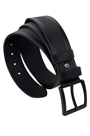 4.5 cm. Spor Hakiki Deri Ortası Desenli Model Erkek Kemer Siyah