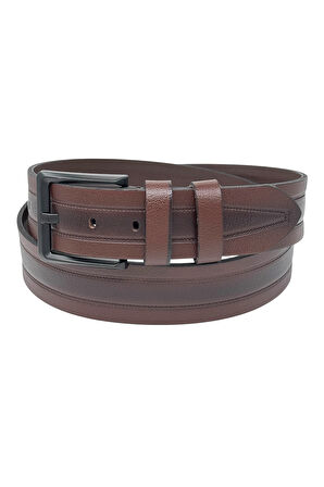 4.5 cm. Spor Hakiki Deri Ortası Desenli Model Erkek Kemer Siyah