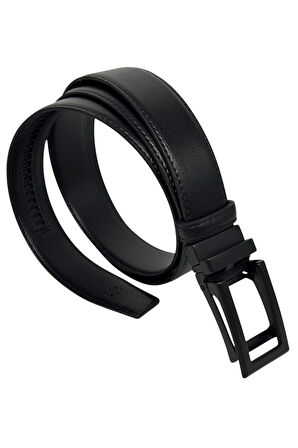 3.5 cm. Klasik Suni Deri Otomatik Mekanizma Tokalı Düz Renk Erkek Kemer Siyah