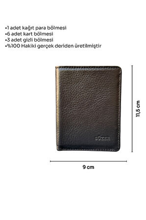 İnce ve Mini Boy Dikey Model Hakiki Deri Erkek Cüzdan Siyah