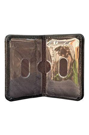 Mini Boy İkiye Katlı Slim Basic Model Hakiki Deri Kredi Kartlık Siyah