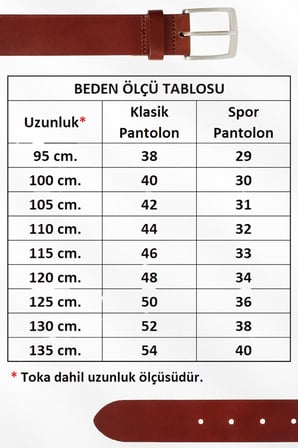 4 cm. Spor Model Hakiki Deri Kenarları Dikişli Erkek Kemer Kahverengi