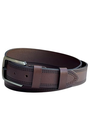 4 cm. Spor Model Hakiki Deri Kenarları Dikişli Erkek Kemer Kahverengi